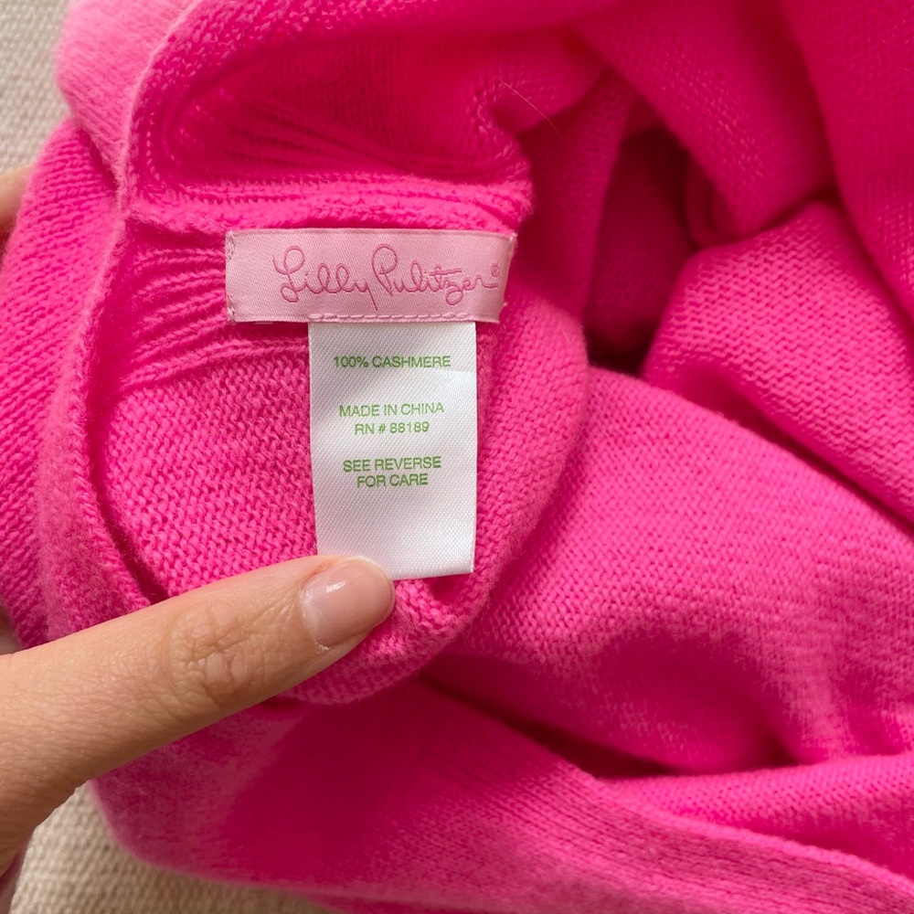 Lilly Pulitzer 100% Cashmere Bright Pink Poncho Wrap One Size Soft Luxury - Picture 4 of 6